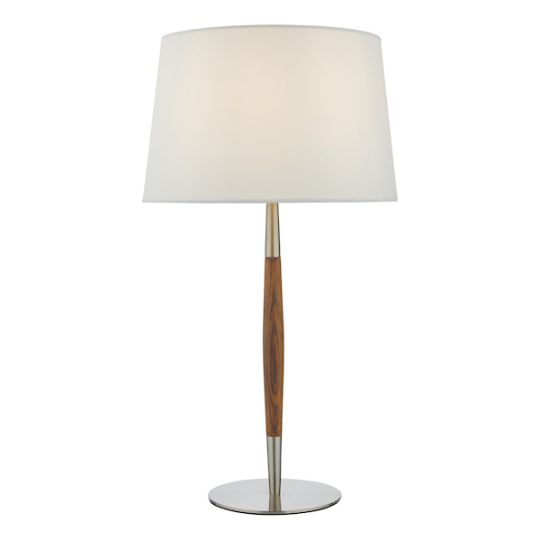 Dar Detroit Table Lamp Satin Nickel Walnut Detail Base Only