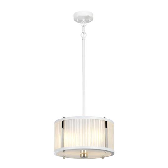 Elstead Lighting Corona 2 Light Pendant - White Polished Nickel
