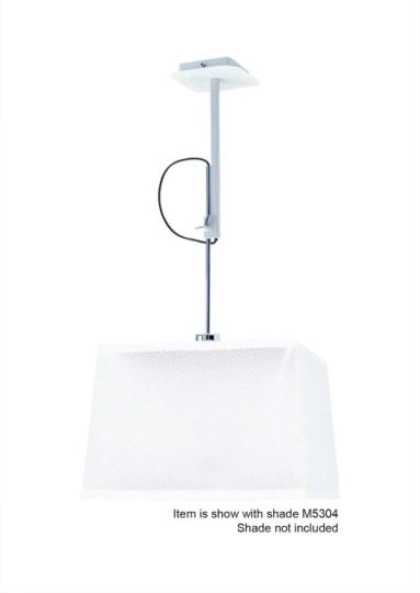 Mantra Habana Telescopic Square Pendant 1 Light WITHOUT SHADE E27 Matt White/Polished Chrome
