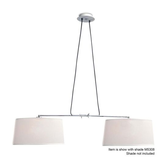 Mantra Habana Linear Pendant 2 Light With Adjustable Body WITHOUT SHADE E27 Matt White/Polished Chrome