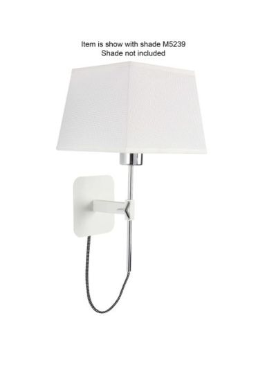 Mantra Habana Wall Lamp Telescopic WITHOUT SHADE 1 Light E27  Matt White/Polished Chrome